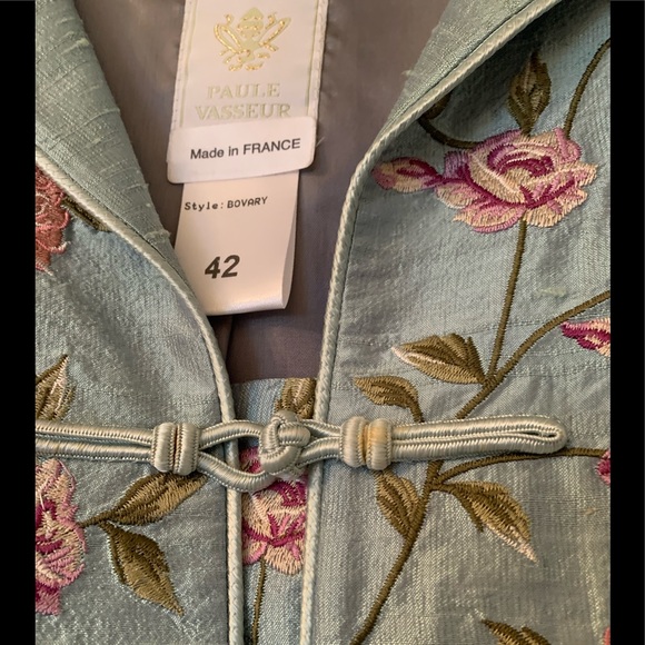 Vintage Paule Vasseur Made In France 100% Silk Embroidered Pant Suit - Picture 10 of 16